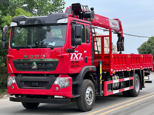 HOWO 4x2LHD Truck| City Crane Truck | 8-Ton 5-Section Boom | MAN Tech 290HP | 5.9m Cargo Box